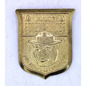 Vintage Smokey the Bear Junior Forest Ranger Tin Badge